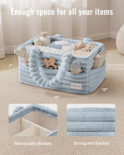 Blissful Diary Flannel Diaper Caddy Organizer & Gift Packaging, Light Blue - Image 3