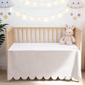 Shunjie.Home Scallop Edge Crib Skirt Ivory, 100% Egyptian Cotton 400 Thread by ShunjieHome