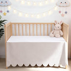Shunjie.Home Scallop Edge Crib Skirt Ivory, 100% Egyptian Cotton 400 Thread by ShunjieHome