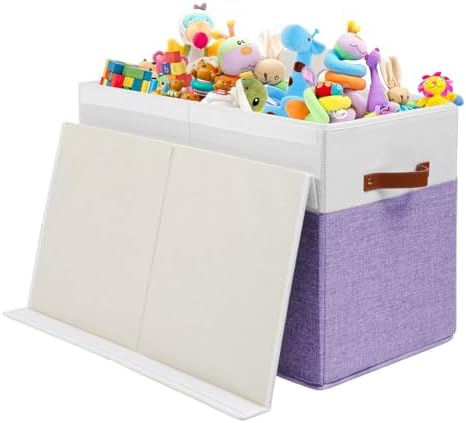 Large Toy Storage Box with Lid, Toy Chest Bin Boxes Basket with Dividers - Image 6