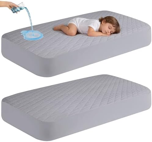 2Pack Waterproof Crib Mattress Protector, Cotton 52X28 Fitted Crib Sheets Crib by VOPHIA