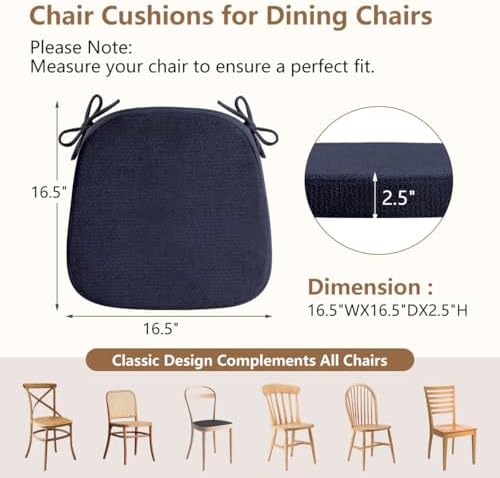 Chair Cushions for Dining Chairs, Washable Chair Pads, 2 Pack - Image 3