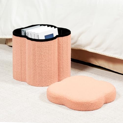 B FSOBEIIALEO Storage Ottoman Cube, Flowers Shaped Ottomans - Image 2