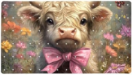 Shower Mat Non Slip, Highland Cow Butterfly Anti Slip Bath Mat by Anna+Cowper
