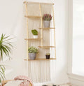 Macrame Wall Shelf Boho Hanging Organizer Floating Plant Shelf 11.8"W*47"L by FLBER