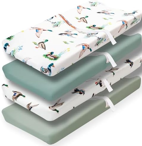4 Pack Mallard Duck Baby Changing Pad Covers Neutral Unisex Breathable Fitted by FIGEPO