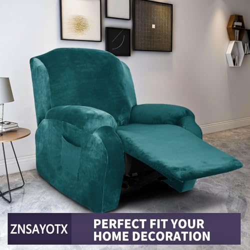 ZNSAYOTX Stretch Velvet Recliner Cover 4-Pieces, Thick Soft Recliner Chair - Image 2