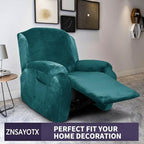 ZNSAYOTX Stretch Velvet Recliner Cover 4-Pieces, Thick Soft Recliner Chair - Image 2