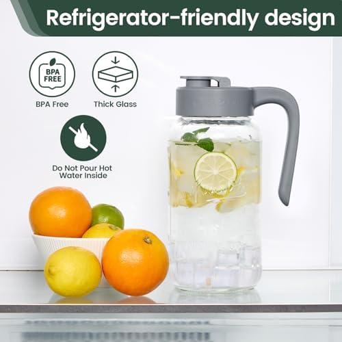 Mason Jar Pitcher, 64 oz, Glass Pitcher - Image 5