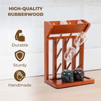 Brown Vertical Bottle Drying Rack Rubber Wood 9 Hooks, Use - Image 4
