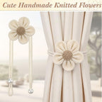 Tegeme 4 Pcs Curtain Tiebacks Flower Curtain Holdbacks Boho Floral Drapery - Image 5