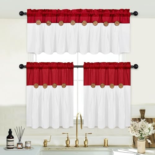 FRAMICS Farmhouse Kitchen Curtains 24 Inch Length, Rustic Cotton Linen Tier - Image 5
