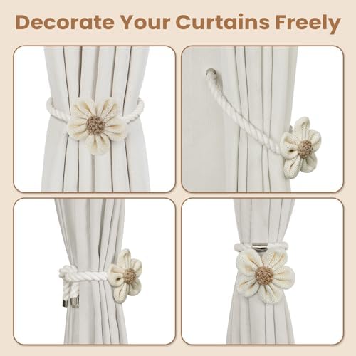 KLOGTSIND Magnetic Curtain Tiebacks, 6 Pack Flower Curtain Holdbacks - Image 6