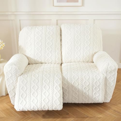 vctops 6 Pieces Geometric Jacquard Plush Recliner Loveseat Slipcovers Soft - Image 5