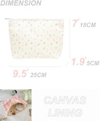 Flat Makeup Bag for Women, Zipper Cosmetic Pouch for Purse, Floral Blue - Image 4