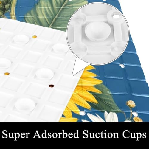 Shower Mat Non Slip 26.8 x 15.1 Inches, Daisy Sunflowers Bathtub Mat Shower - Image 3