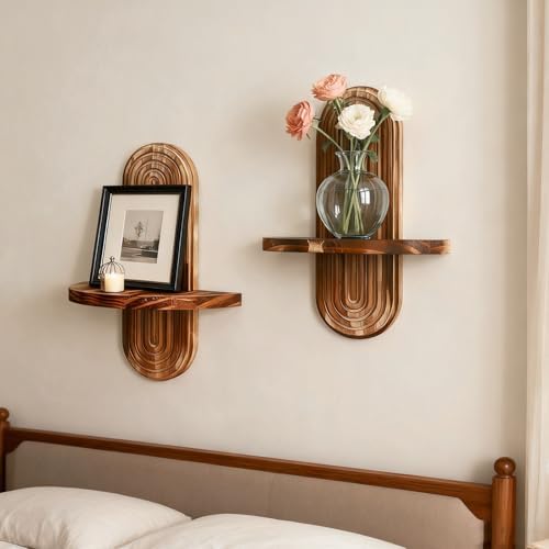 Artilady Floating Shelves for Wall Decor Boho, Wood Trinket Storage Shelf - Image 4