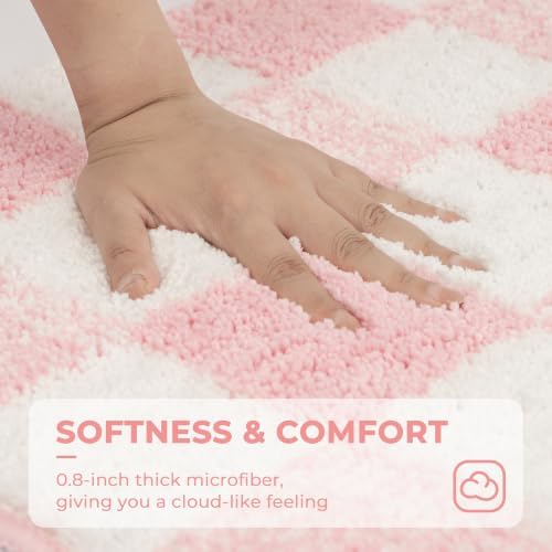 GRANNY SAYS Checkered Pink Bathroom Rug, Cute Bath Mat - Image 3