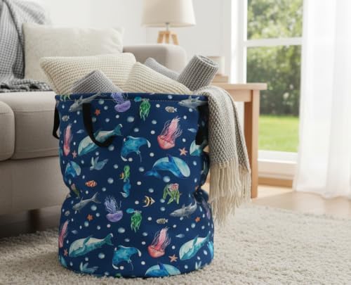 Collapsible Round Storage Basket, Soft-Sided Organizer - Image 3