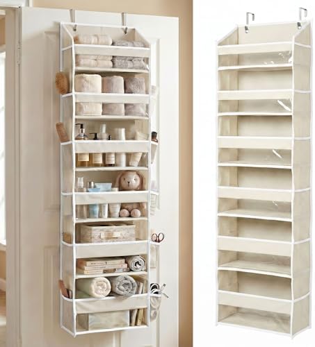 HOMELUX THEORY Over the Door Organizer, 100D Fabric, Ivory 1pc by HomeluxTheory