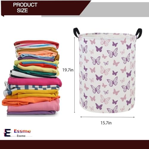 ESSME Butterfly Laundry Basket, Hamper Collapsible Canvas Waterproof Storage Bin - Image 2