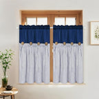 ASPMIZ Cotton Linen Farmhouse Kitchen Curtains, Boho Rustic Button Short - Image 2