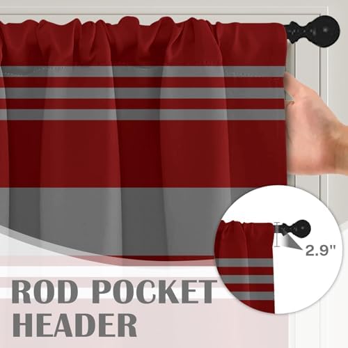Emvency Valances for Windows, 2 Pack, 52x12 Inch, Striped Red - Image 5