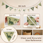 Dinosaur Room Nursery Decor Banner Green Rawr Garland Flags - Image 3