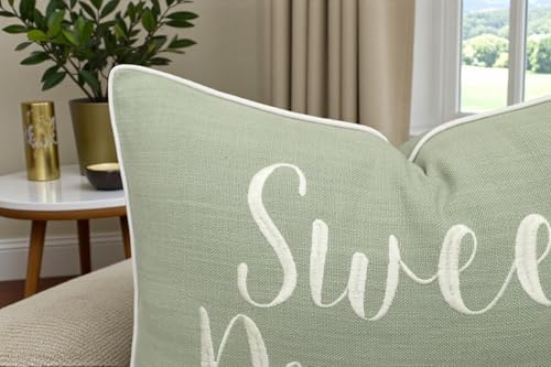 Rudransha Sweet Dreams Embroidered 12x18 Lumbar Pillow Cover, Light Green - Image 4