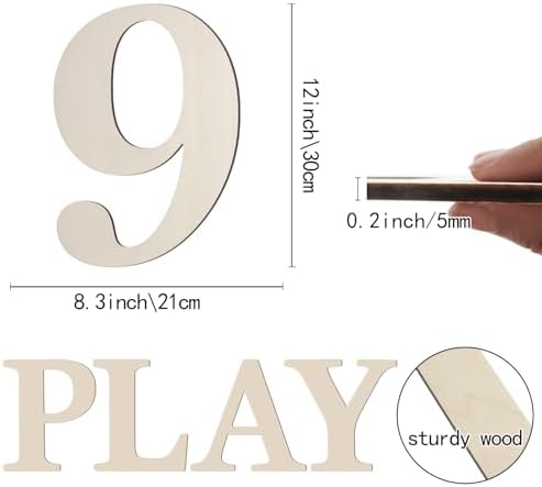 12 Inch Large Wooden Numbers 9 Unfinished Wood Number - Image 2