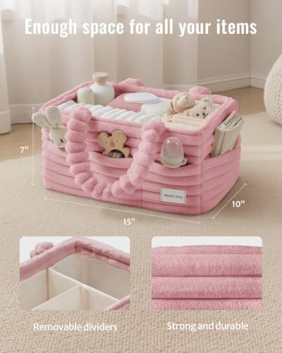 Blissful Diary Flannel Diaper Caddy Organizer & Gift Packaging, Blush Pink - Image 4