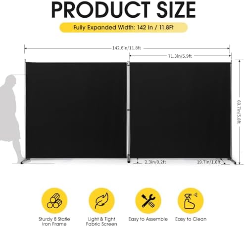 Rantila 2 Large Panels Room Divider, Portable Office Divider, Convenient Movable - Image 2