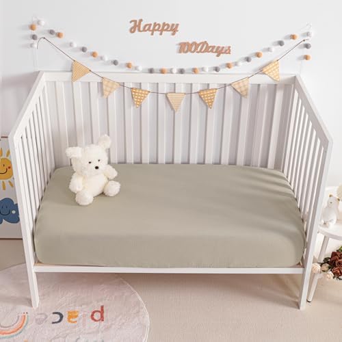 NTBAY Crib Muslin Fitted Sheets, 2 Pack, 28 x 52 - Image 5
