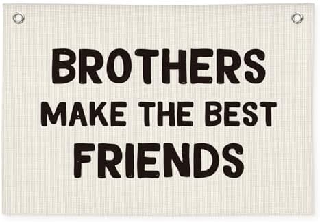 Brothers Make The Best Friends Banner, Boys Room Decor, Toddler Boy Linen by Wheatwin