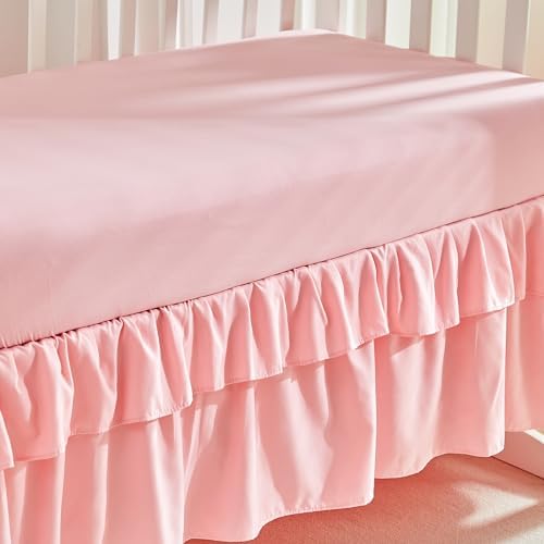 3 Pieces Flowers Mini Crib Bedding Set Baby Ruffled Quilted Comforter - Image 2