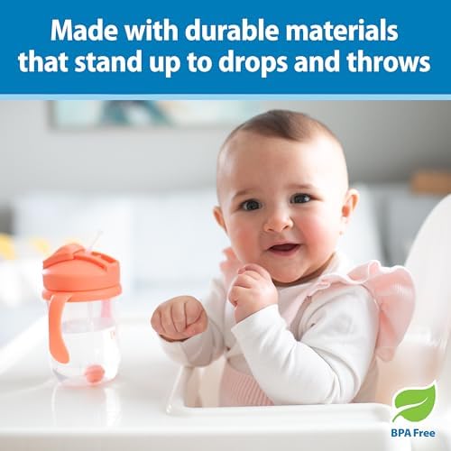 Dr. Brown's Milestones Baby's First Straw Cup, Coral & Green - Image 2