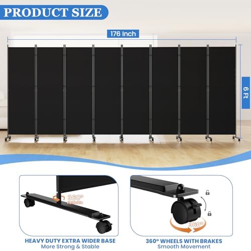 SUNALLY Room Divider Privacy Screens, 8 Panels Dividers - Image 2