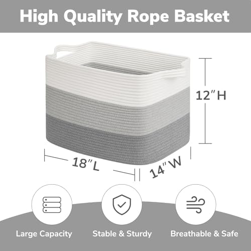 Goodpick 50L Large Woven Storage Basket, Gradient Gray - Image 3