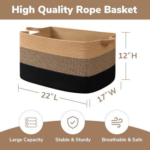 Goodpick 75L Large Woven Blanket Basket - Image 3