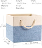 PRANDOM Large Foldable Cube Storage Bins 11x11 inch Fabric Linen Storage - Image 3