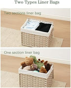 SETVSON Storage Basket with Lid, 2-Lid PE Rattan Storage Bin, Light Khaki - Image 6