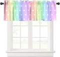 Colorful Rainbow Window Valance, Cartoon Cute Pastel Stripes Polka Dots Print by JanJCurt