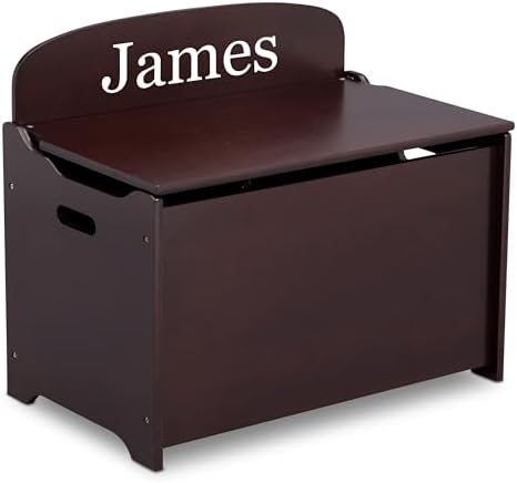 Delta Children Personalized MySize Deluxe Toy Box, Dark Chocolate - Image 5