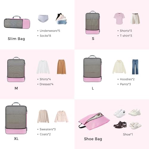 BAGAIL 4 Set/6 Set/8 Set Compression Packing Cubes Travel Accessories - Image 7
