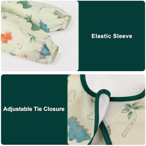 Accmor 5 Pack Long Sleeve Bibs, Baby Smock Waterproof Sleeved Bib Smock - Image 2