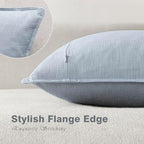 Foindtower Linen Solid Decorative Throw Pillow Covers 24x24 Inch Sky Blue - Image 3