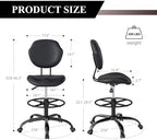 Drafting Chair with Back Support, Tall Desk Rolling Stool - Image 2
