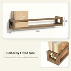 3 Pack 24 Inch Nursery Book Shelves, Solid Wood Floatingshelf, Walnut Brown - Image 2
