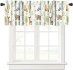 Cartoon Animal Valances Kids Curtains, Cute Forest Bear Fox Printed Rod Pocket by DDCBNS