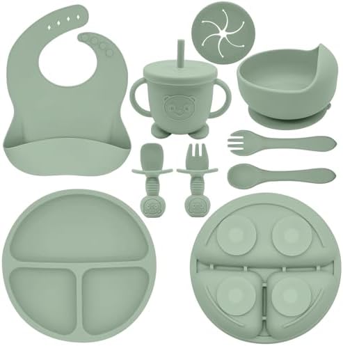 Silicone Baby Feeding Set | Baby Led Weaning Supplies Includes Suction Bowls by Munlinder